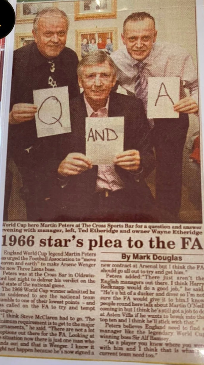 England 1966 Martin Peters personally signed photograph