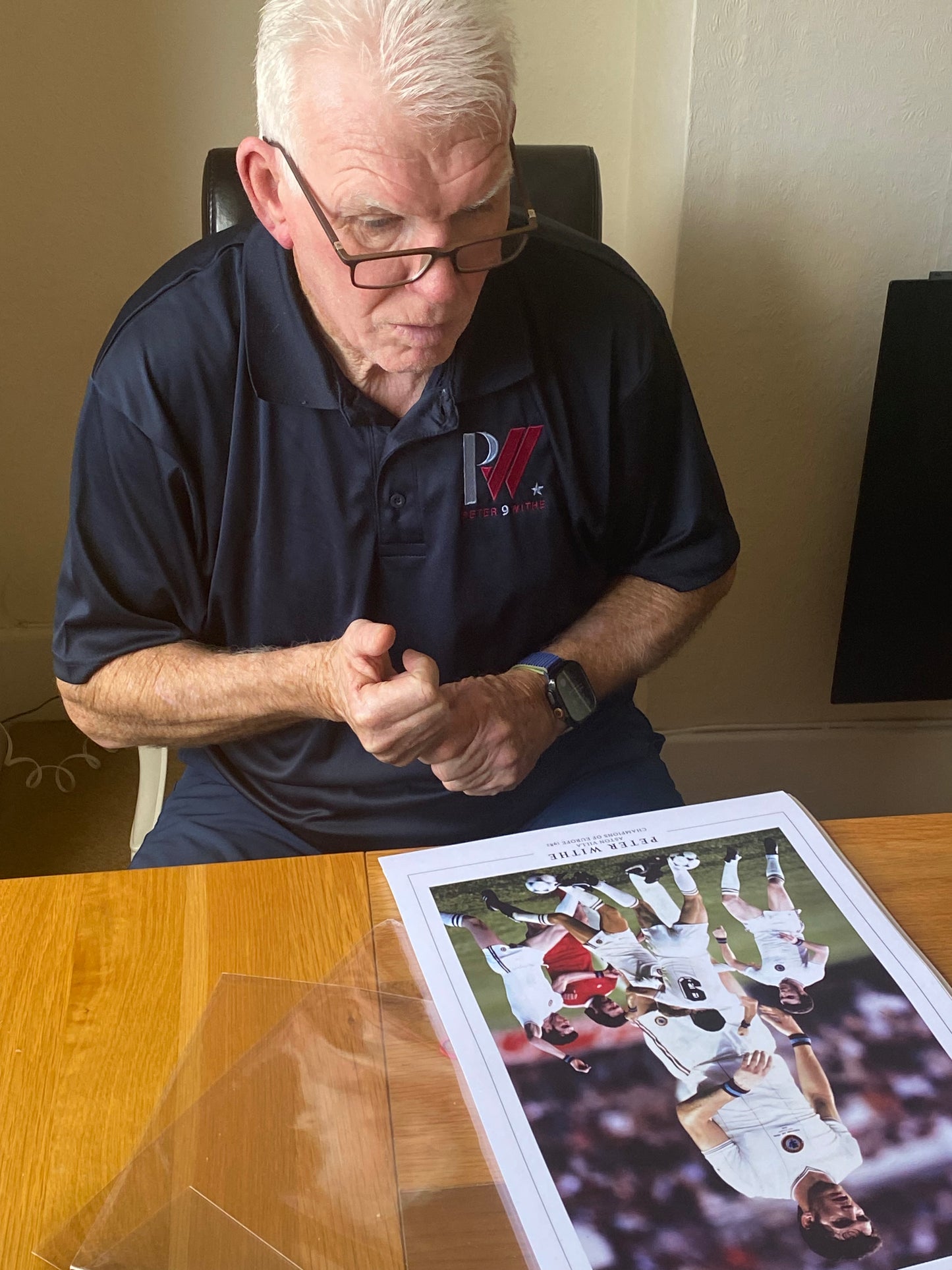Aston Villa Peter Withe personally signed No9 poster 1982 European Cup Final.