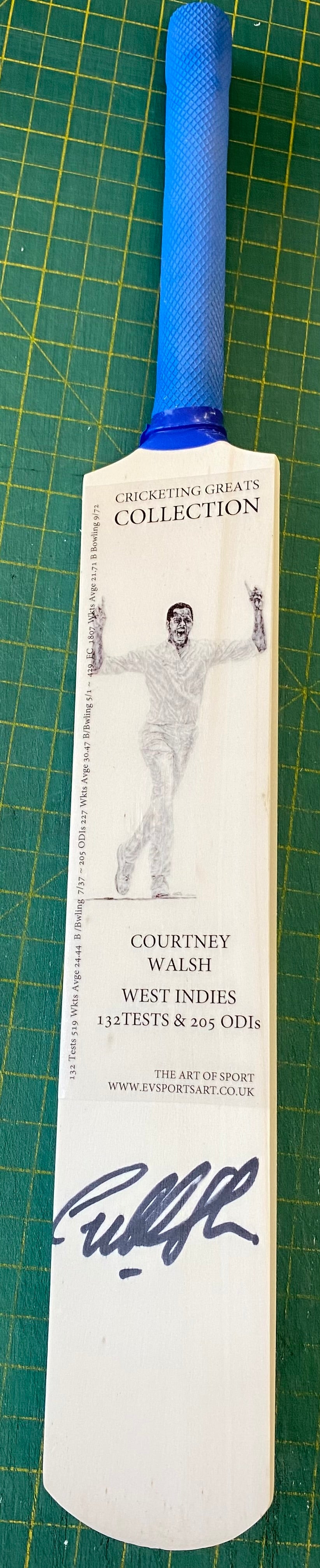 Cricket West Indies Courtney Walsh Personally signed mini bat - Cricketing Greats Collection