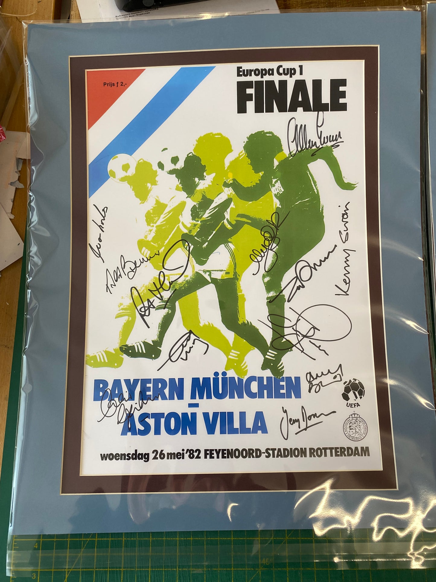 Aston Villa 1982 European Cup Final poster personally signed by 12