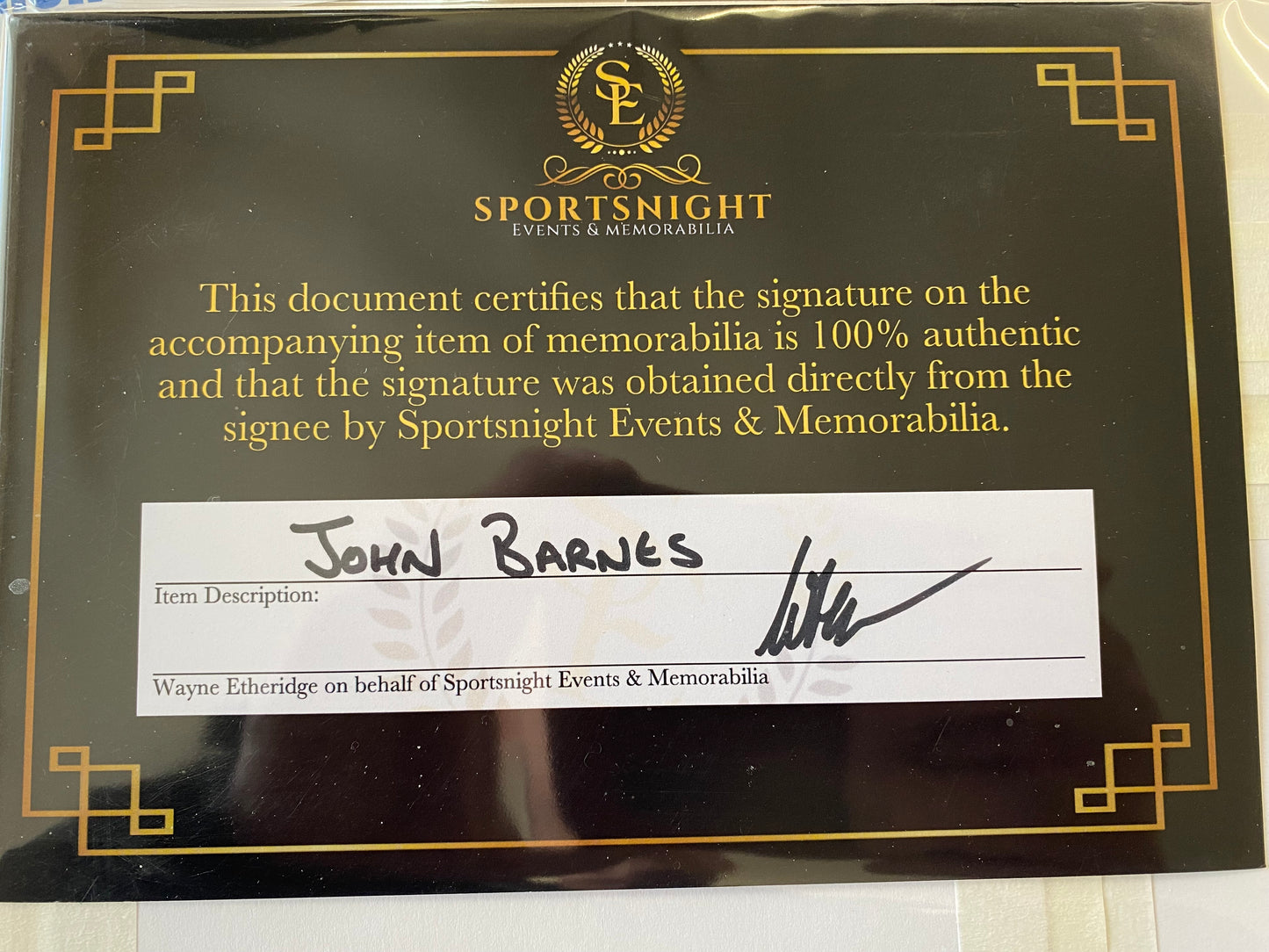 Liverpool John Barnes personally signed display