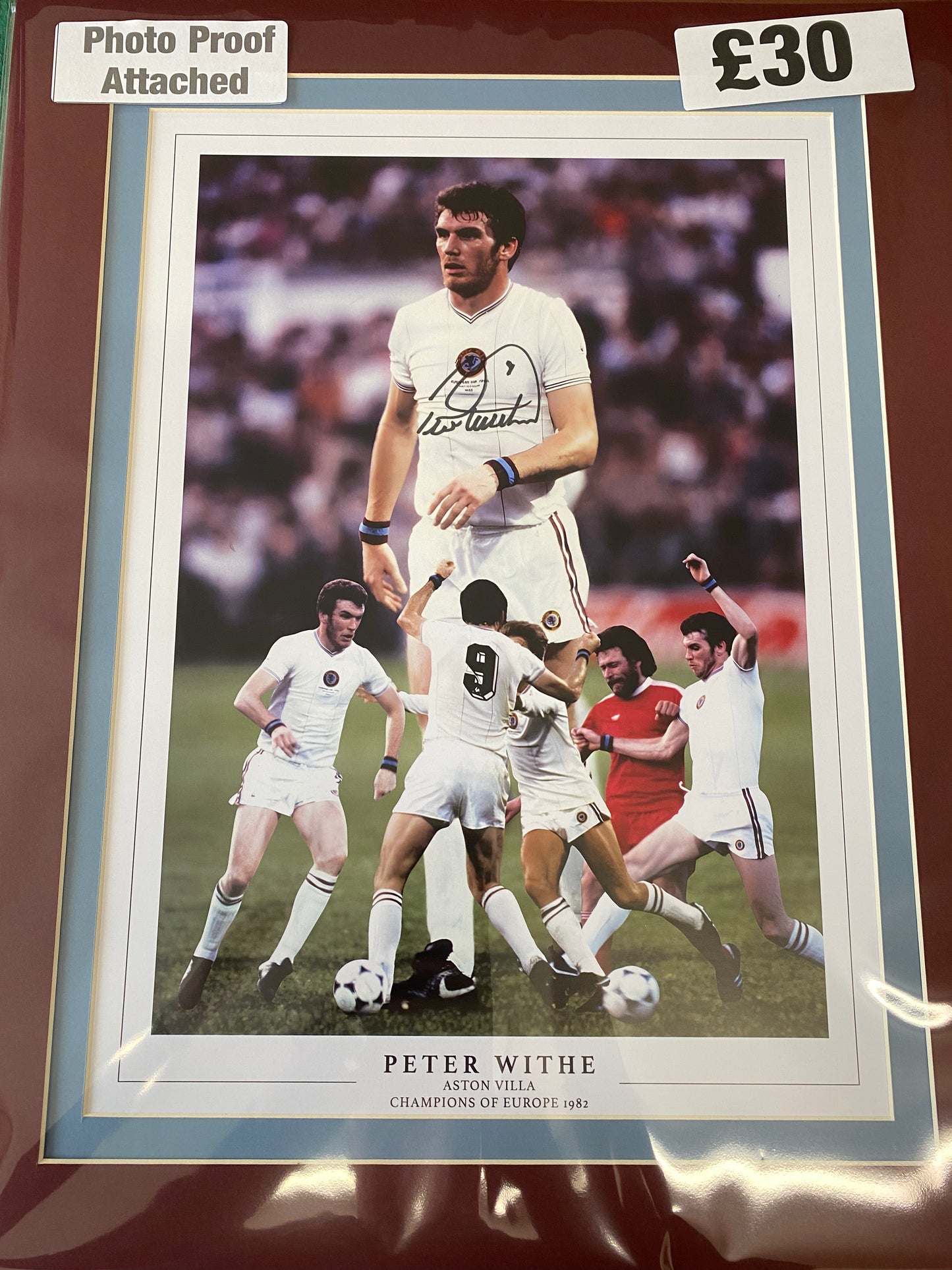 Aston Villa Peter Withe personally signed limited edition montage 1982 European Cup Final.