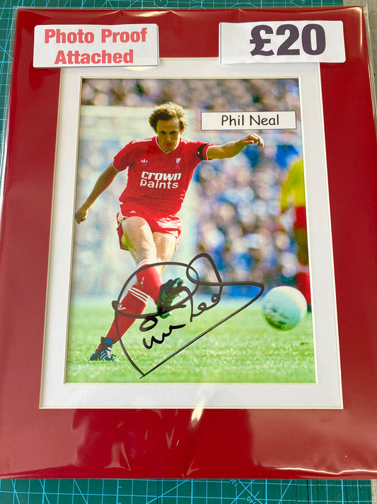 Liverpool Phil Neal personally signed photograph