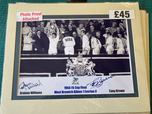 West Bromwich Albion 1968 FA Cup Final personally signed by Graham Williams & Tony Brown