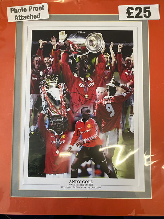 Manchester United Andy Cole personally signed limited edition montage