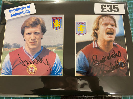 Aston Villa Brendon Ormsby & David Geddis personally signed display