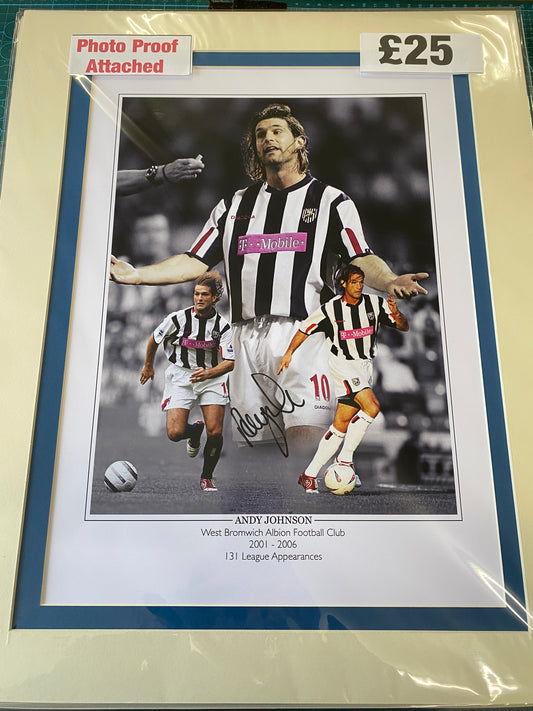 West Bromwich Albion Andy Johnson personally signed limited edition print