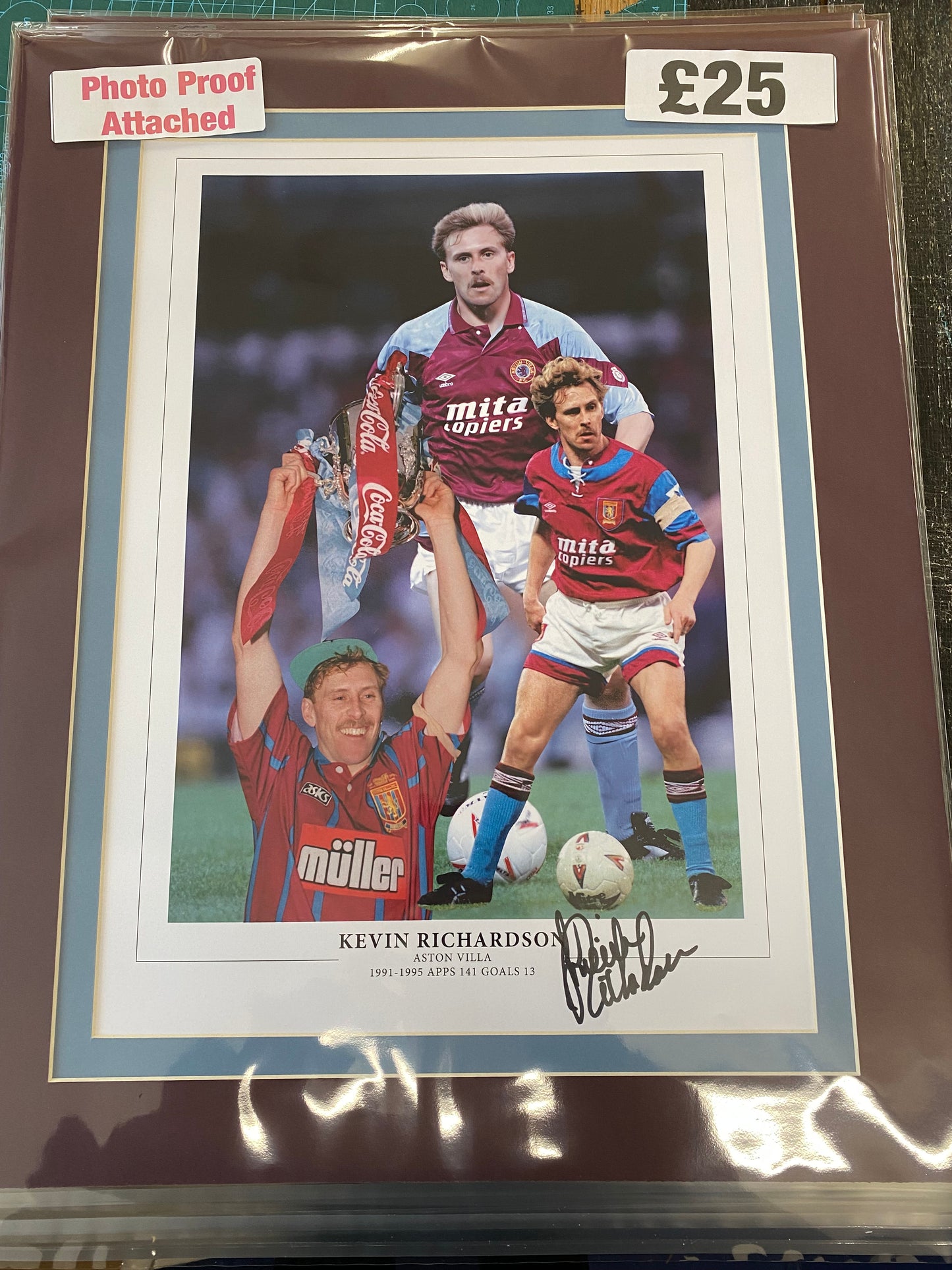 Aston Villa Kevin Richardson personally signed limited edition print