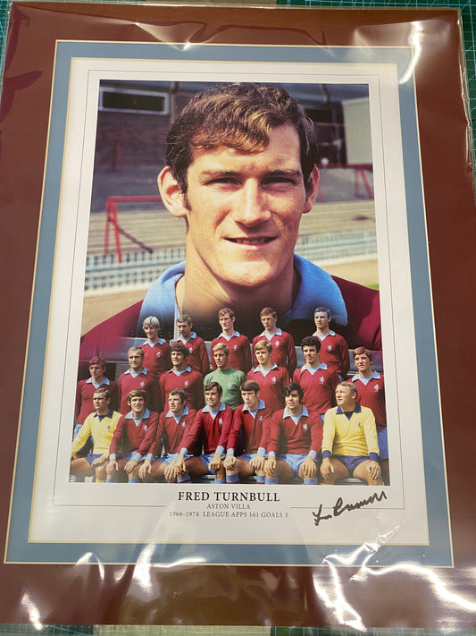 Aston Villa Fred Turnbull personally signed limited edition print.