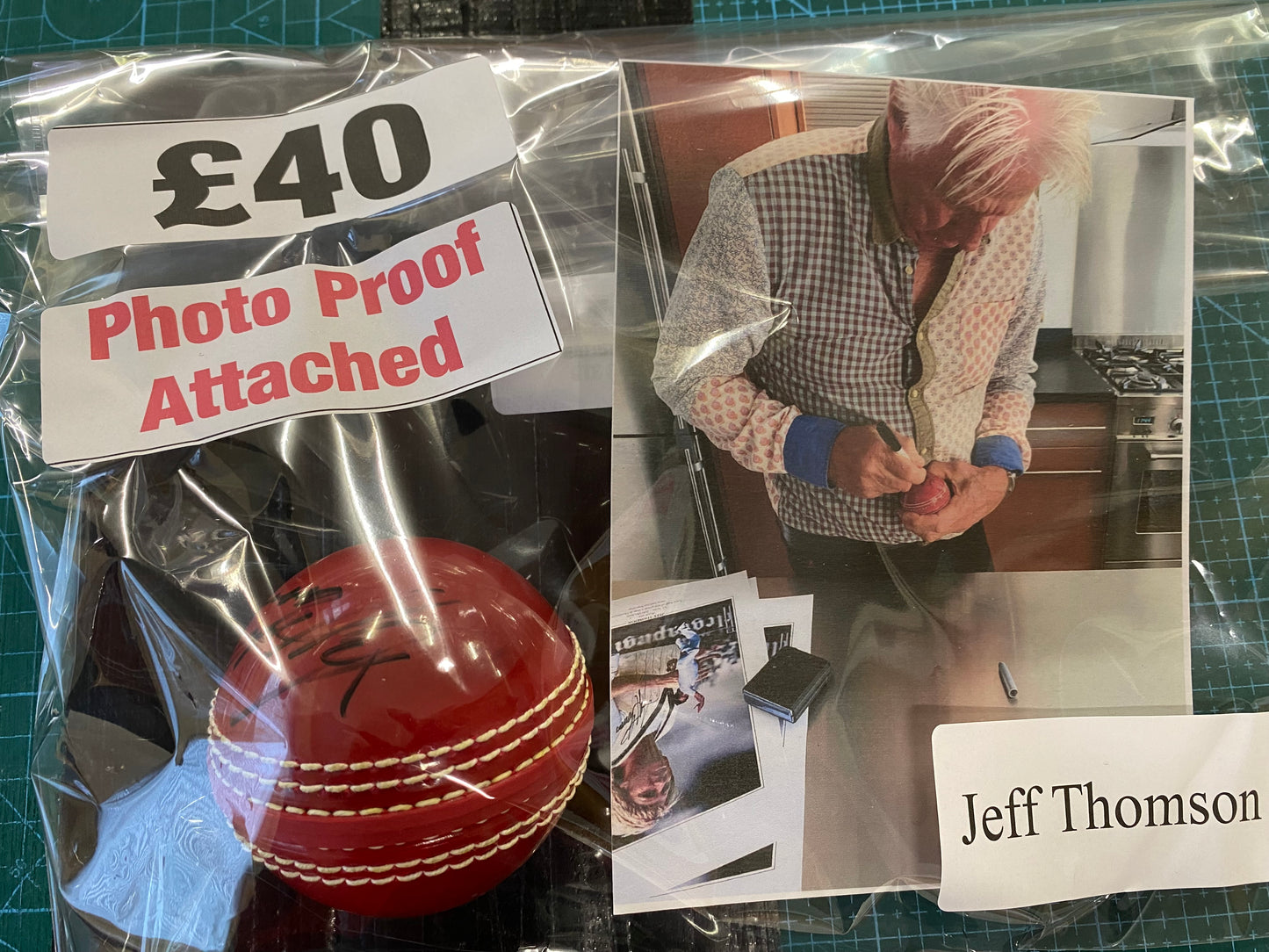 Cricket ball personally signed by Australian legend Jeff Thomson