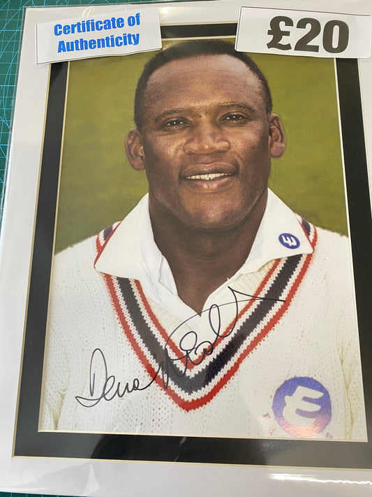 Cricket Devon Malcolm personally signed photograph