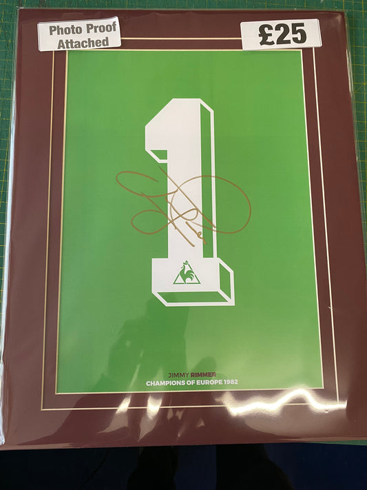 Aston Villa (A3) Jimmy Rimmer personally signed No1 1982 print
