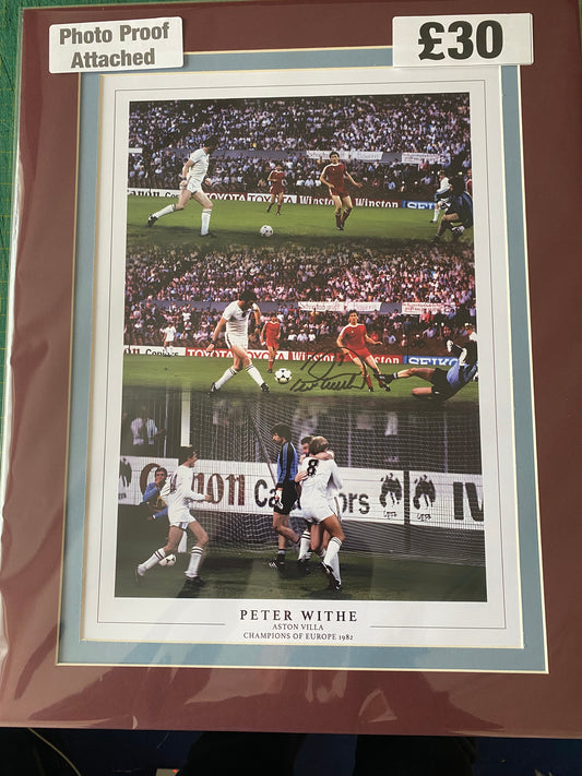 Aston Villa Peter Withe personally signed limited edition 1982 European Cup Final montage