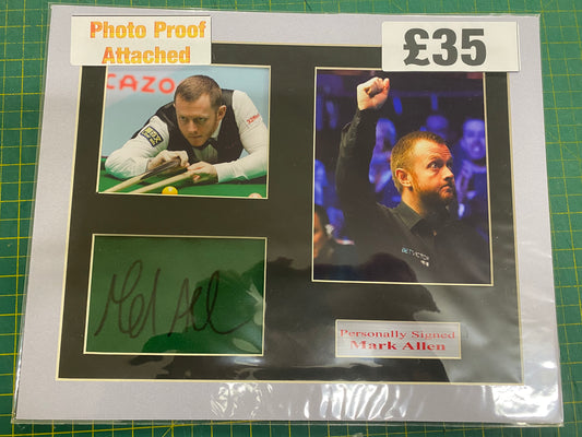 Snooker Mark Allen personally signed baize display