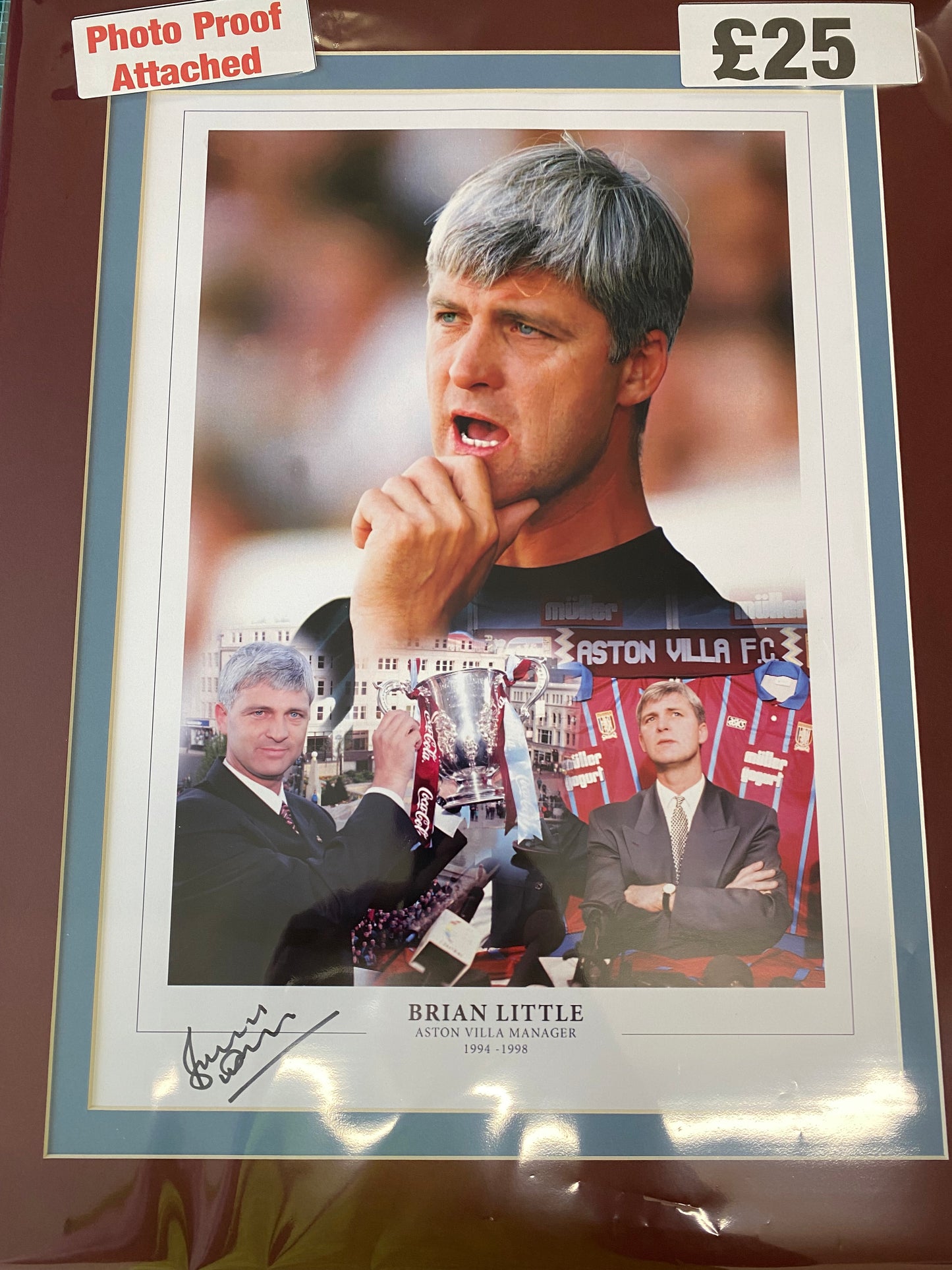 Aston Villa Manager Brian Little personally signed limited edition print