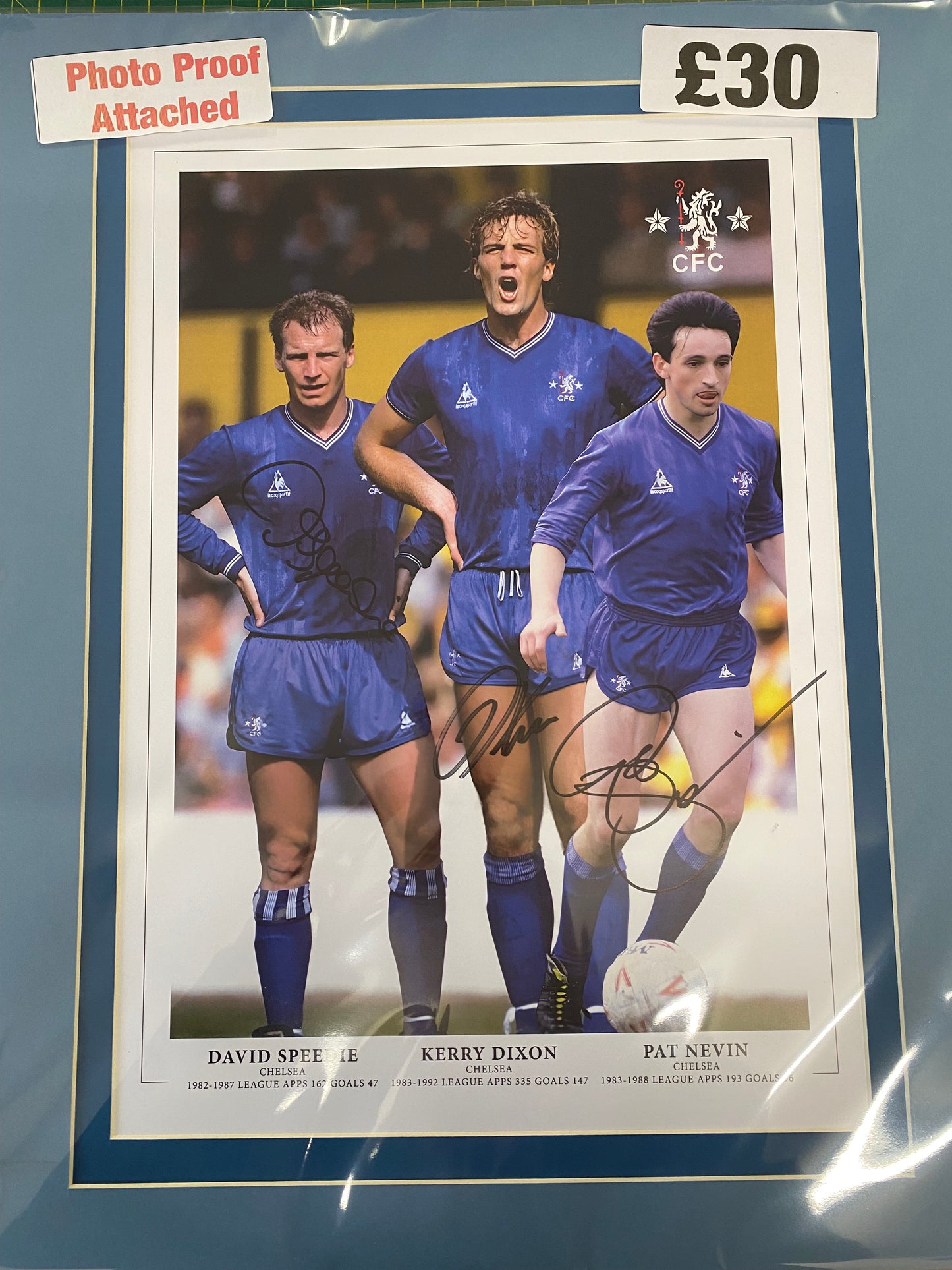 Chelsea Kerry Dixon, Pat Nevin & David Speedie personally signed limited edition print