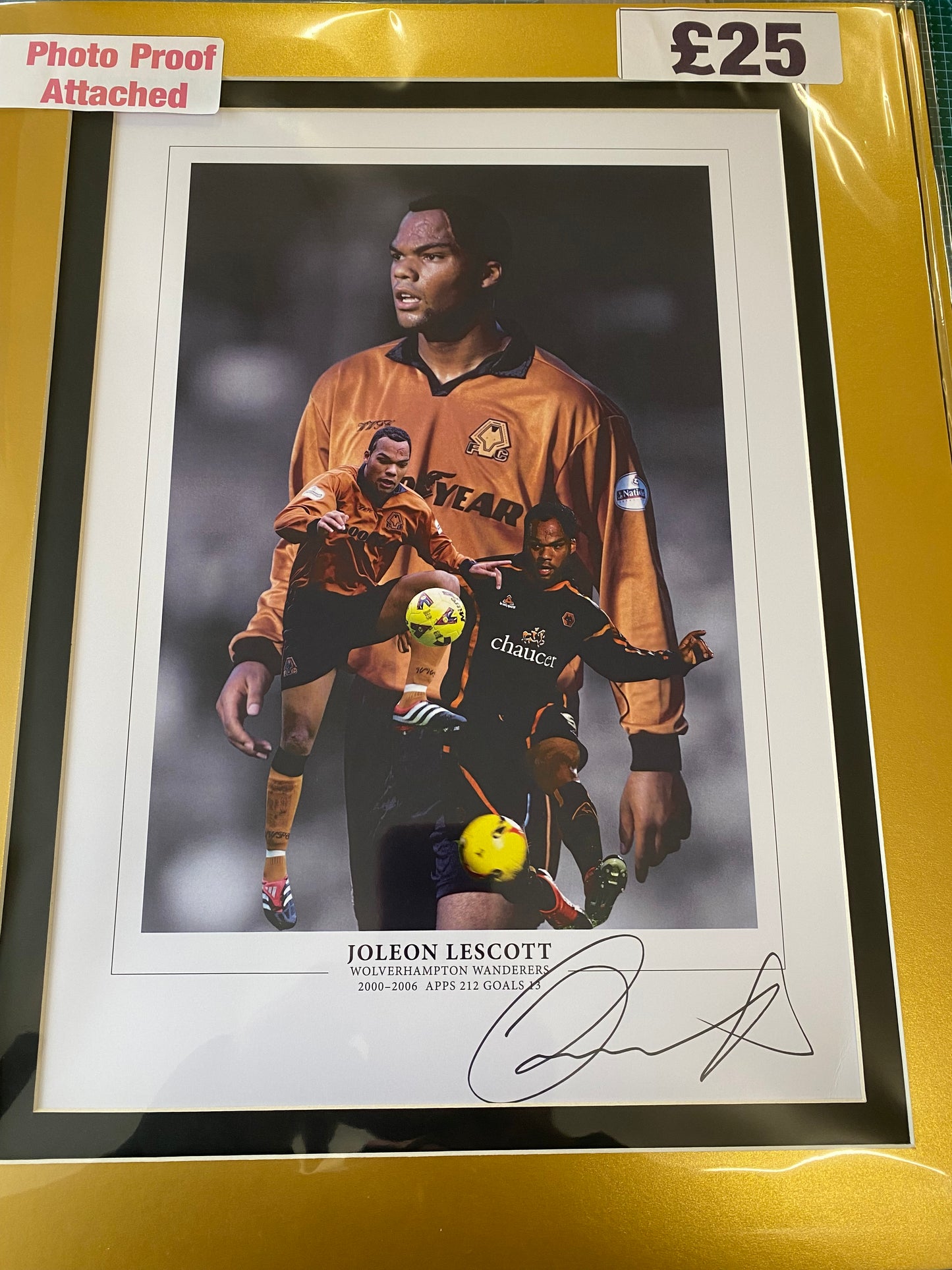 Wolverhampton Wanderers Joleon Lescott personally signed limited edition print