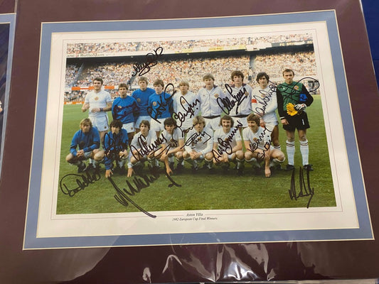 Aston Villa 1982 European Cup final lineup personally signed by 16