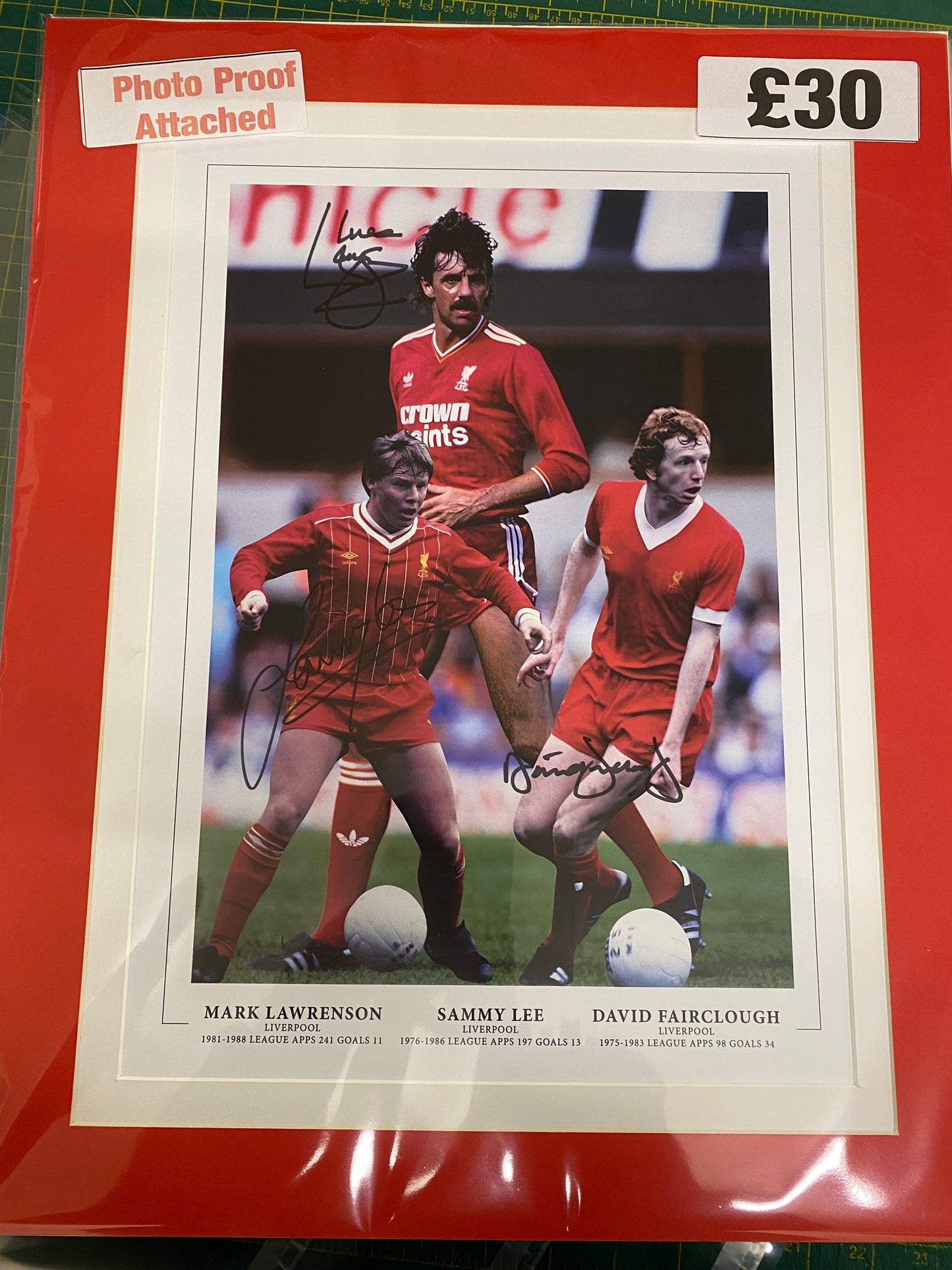 Liverpool Sammy Lee, Mark Lawrenson & David Fairclough personally signed limited edition print