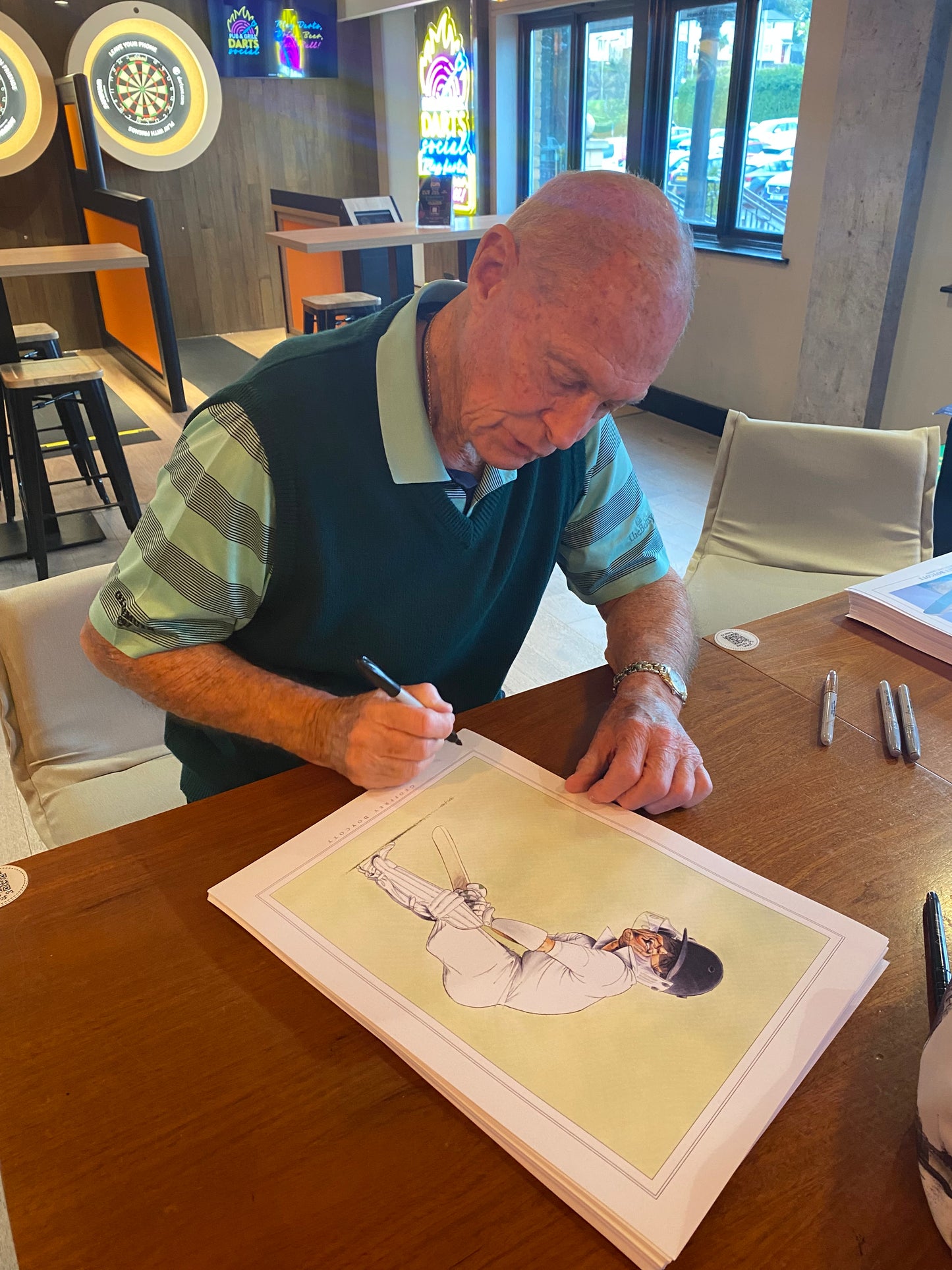 Cricket Geoffrey Boycott personally signed caricature