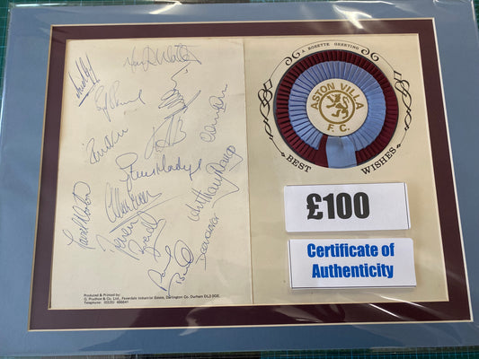 Aston Villa 1985/86 squad signed display