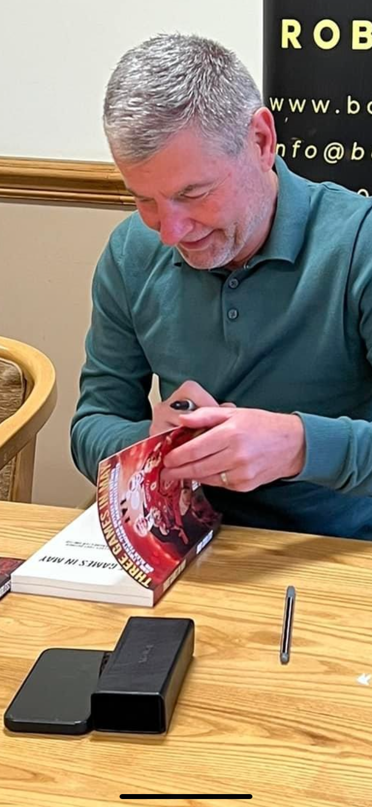 Manchester United 3 Games in May book personally signed by Denis Irwin