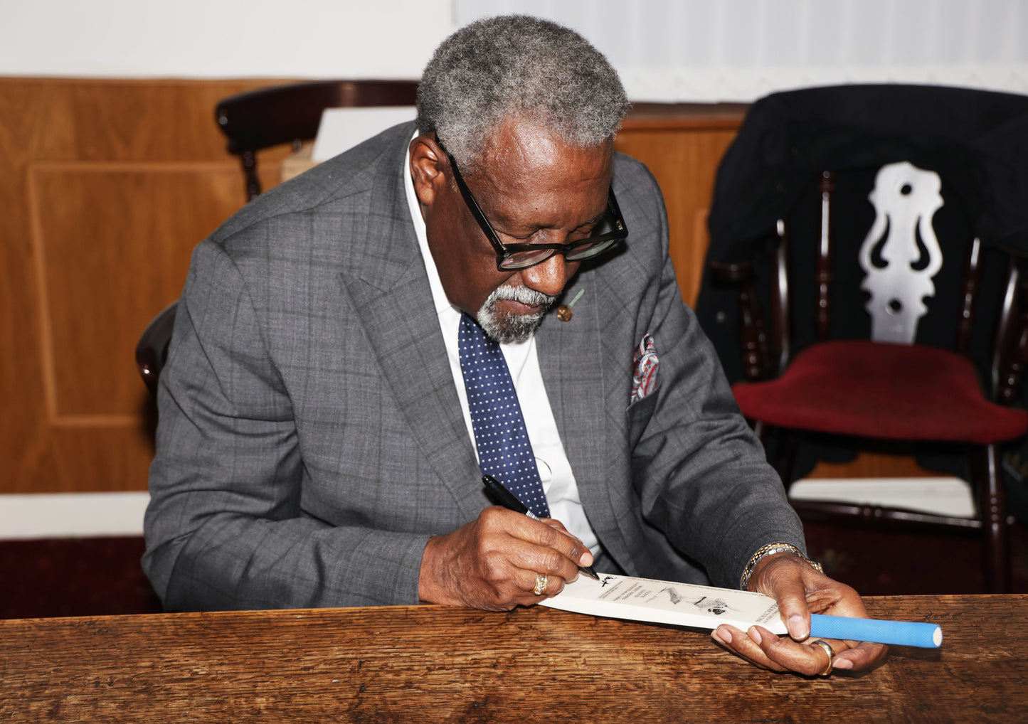 Cricket mini bat personally signed by Sir Clive Lloyd