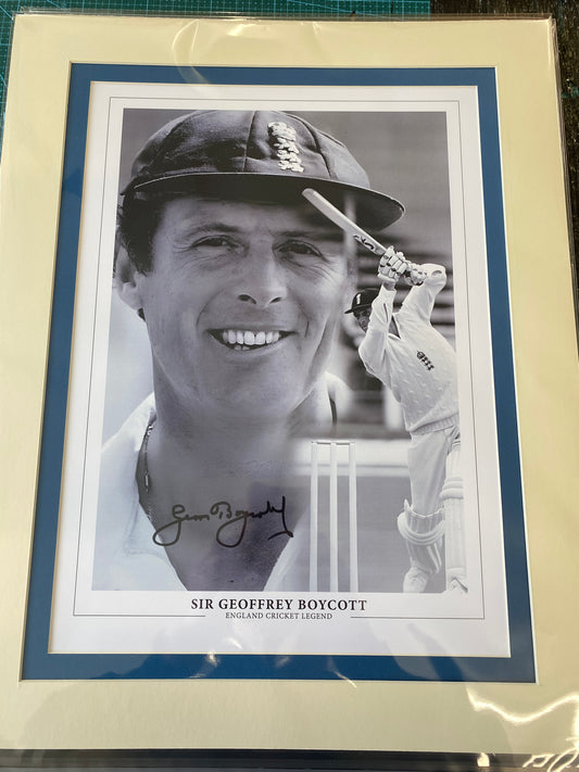 Cricket England Sir Geoffrey Boycott personally signed limited edition print