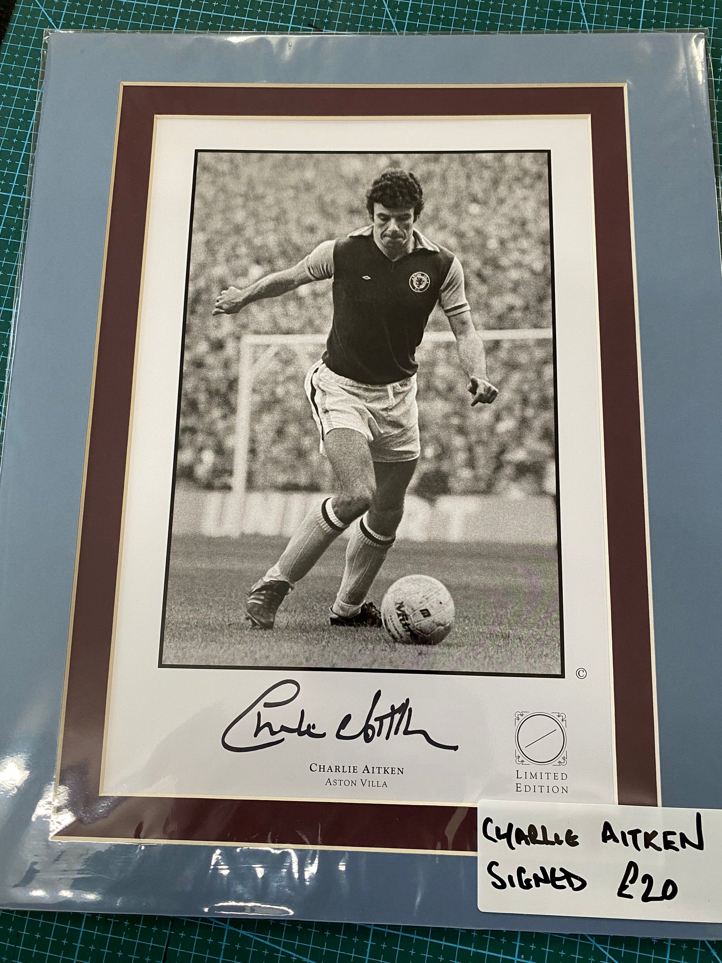 Aston Villa Charlie Aitken personally signed print