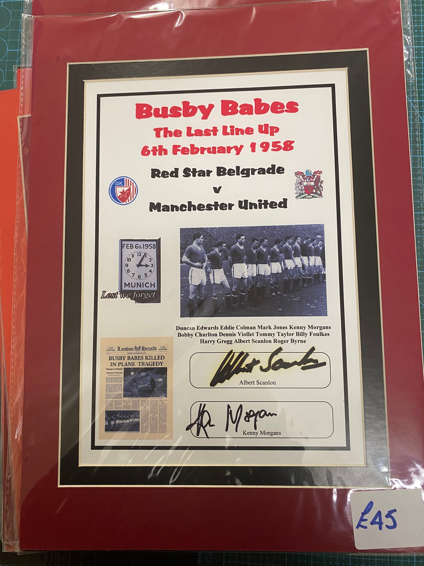 Manchester United 1958 Munich air disaster personally signed by Albert Scanlon & Kenny Morgan