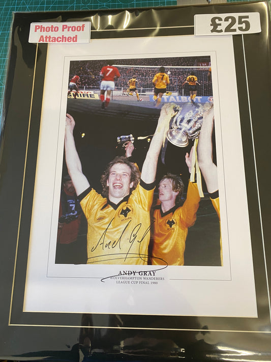 Wolverhampton Wanderers Andy Gray personally signed limited edition print