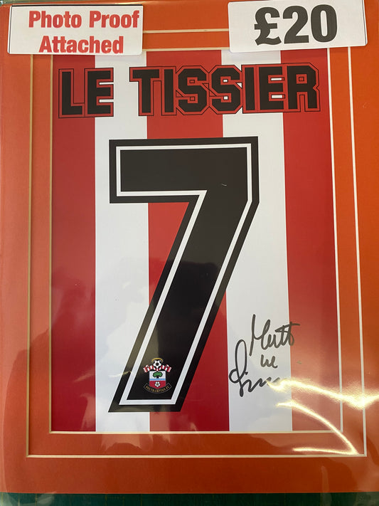 Southampton Matt Le Tissier personally signed photo No 7