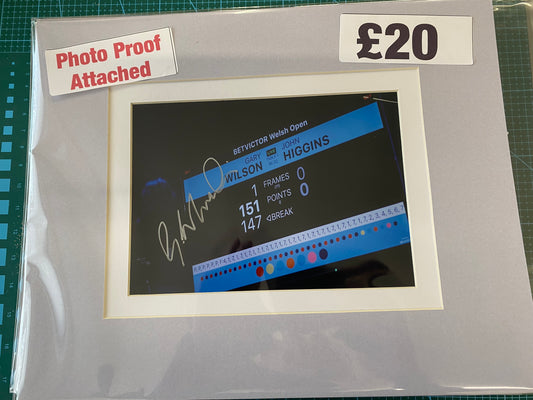 Snooker Gary Wilson personally signed 147 scoreboard Welsh Open 2024