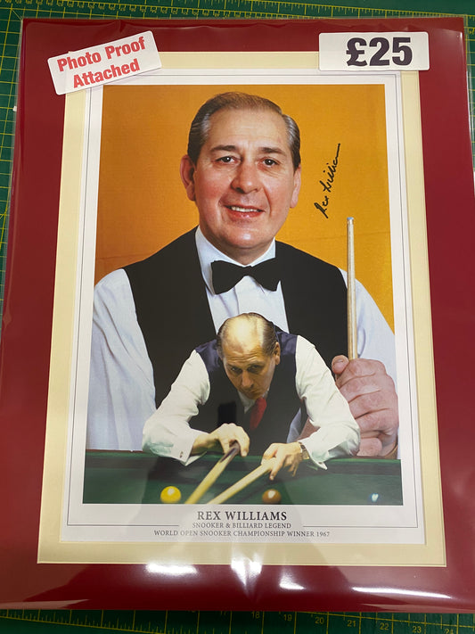 Snooker Rex Williams personally signed limited edition print