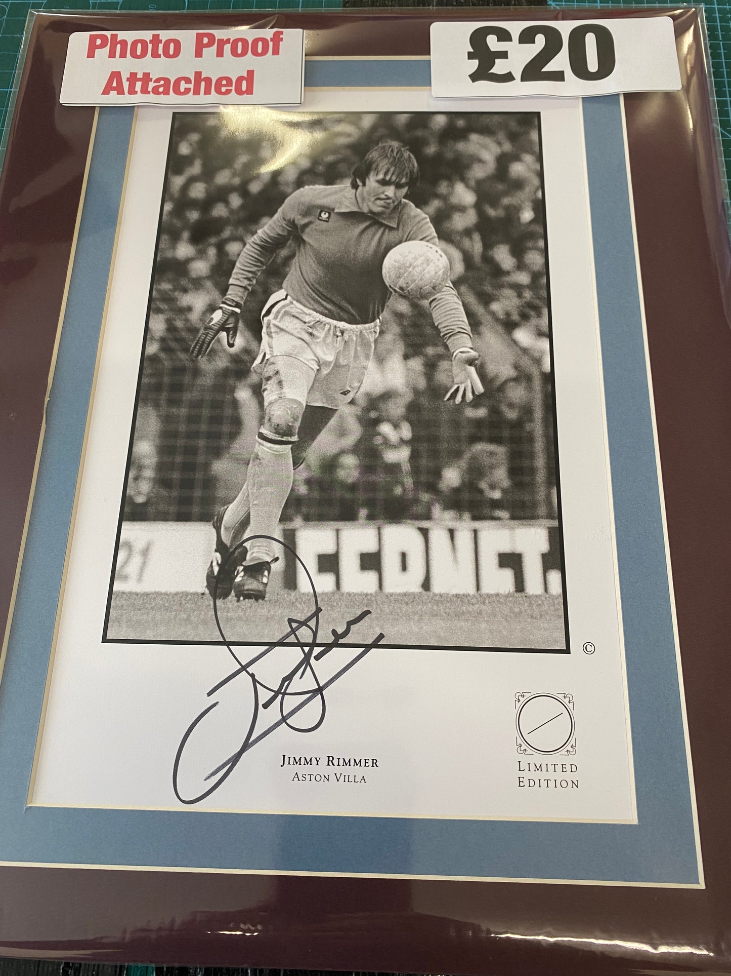 Aston Villa Jimmy Rimmer personally signed limited edition print