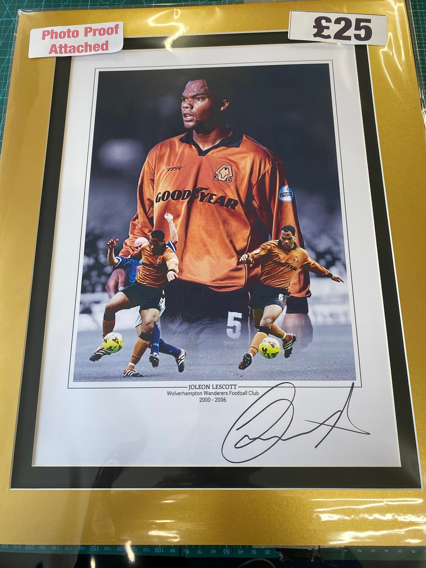 Wolverhampton Wanderers Joleon Lescott personally signed limited edition print