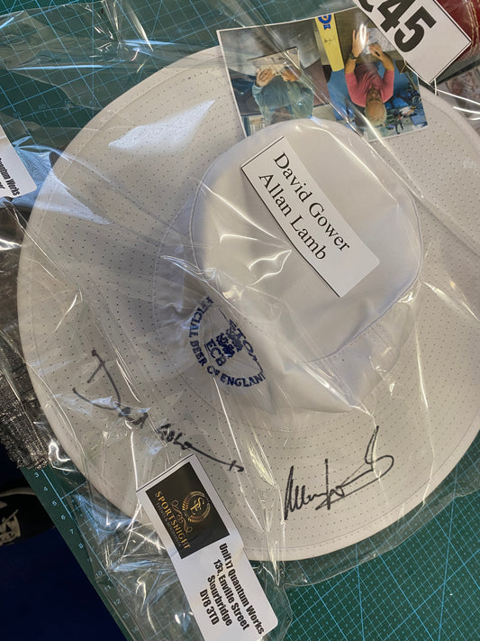 Cricket Hat personally signed by England legends David Gower and Allan Lamb