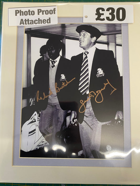 Cricket Geoffrey Boycott & Roland Butcher personally signed photograph