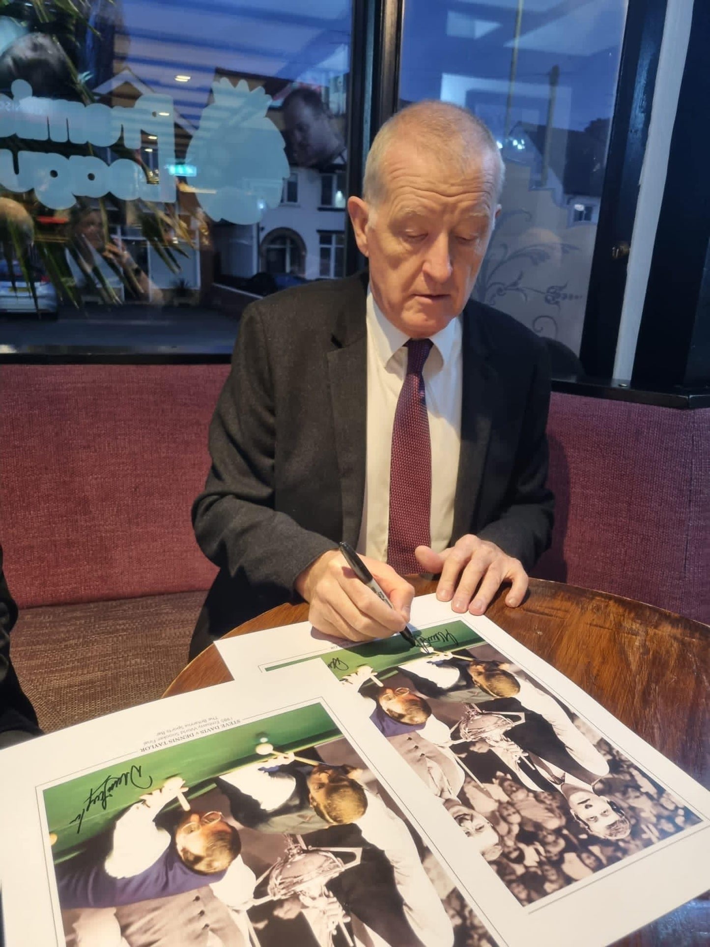 Snooker legends Steve Davis & Dennis Taylor personally signed photograph