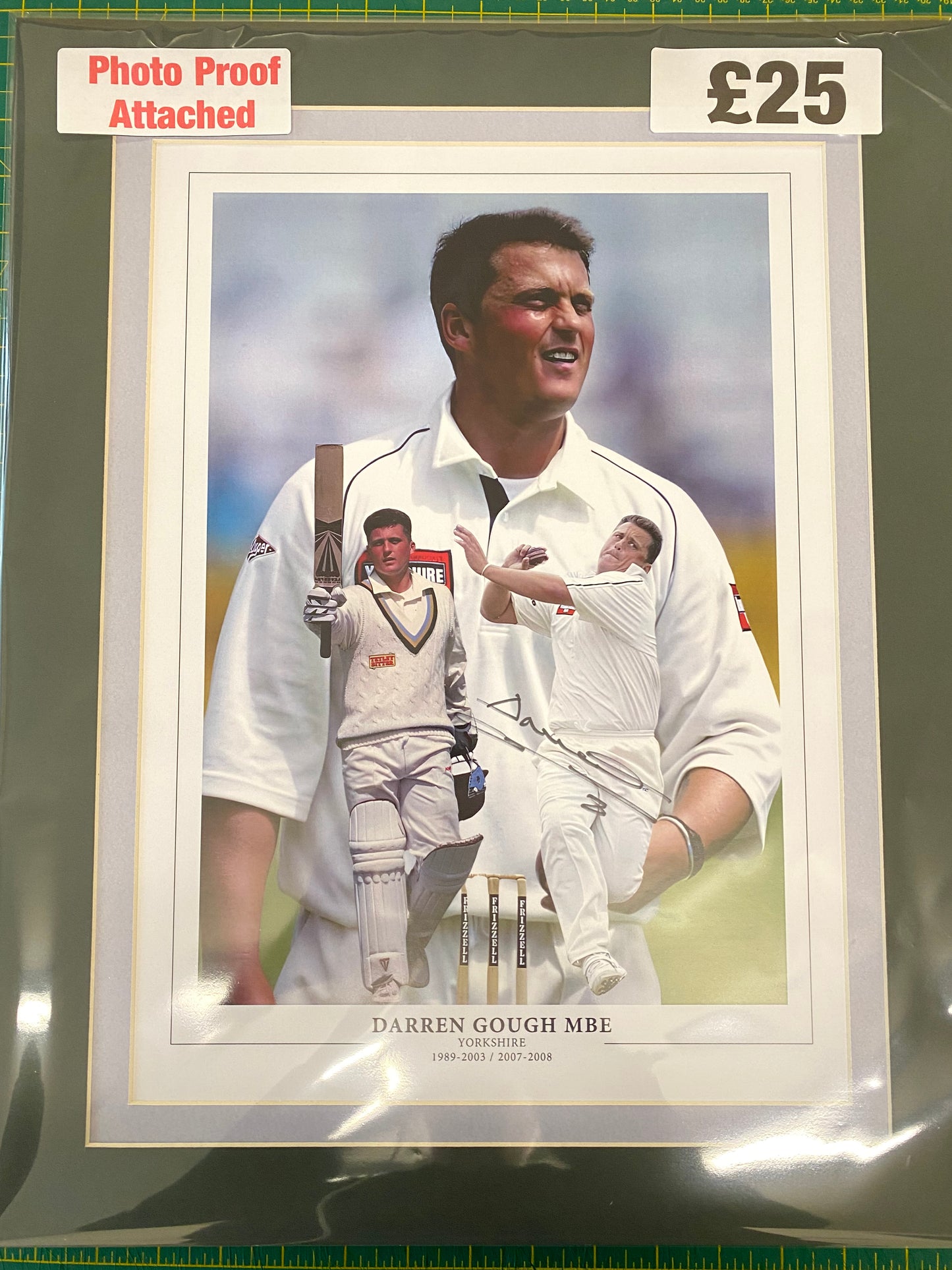 Cricket Yorkshire Darren Gough personally signed limited edition print