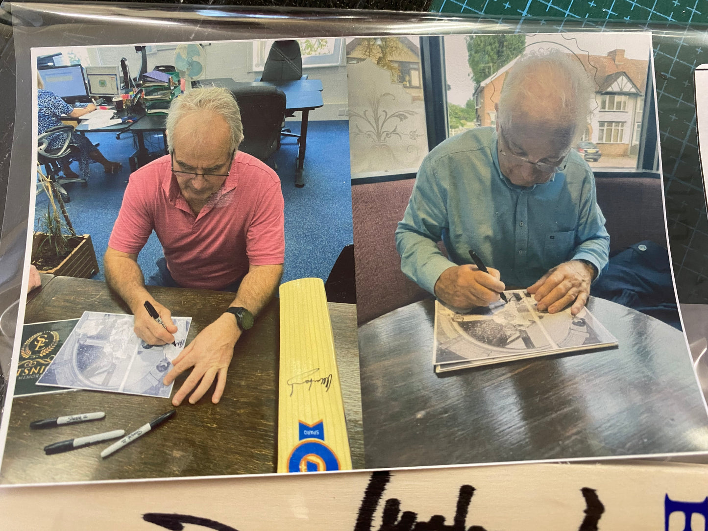 Cricket mini Bat personally signed by England legends David Gower & Allan Lamb