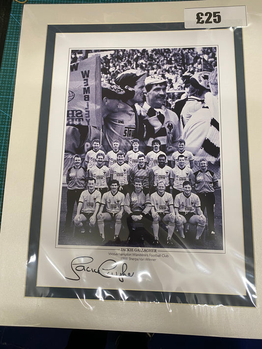 Wolverhampton Wanderers 1988 Sherpa Van Winner Jackie Gallagher personally signed limited edition print