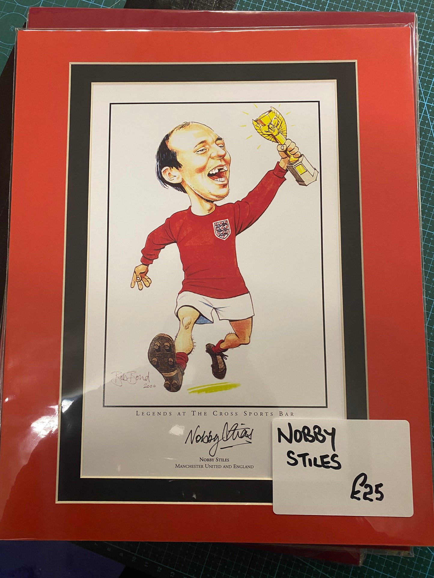 Manchester United Nobby Stiles personally signed caricature