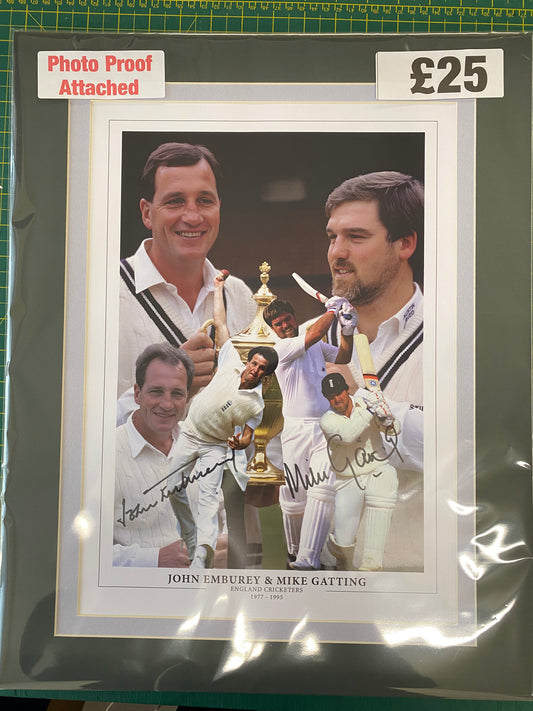 Cricket England Mike Gatting & John Emburey personally signed print