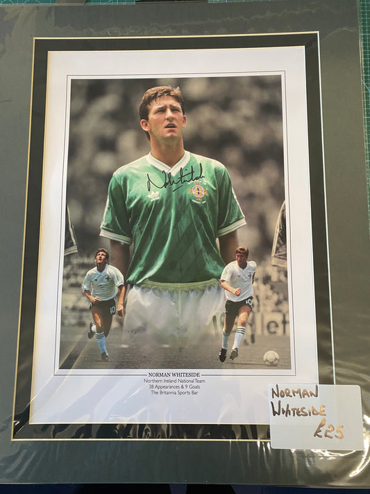 Northern Ireland Norman Whiteside personally signed limited edition print