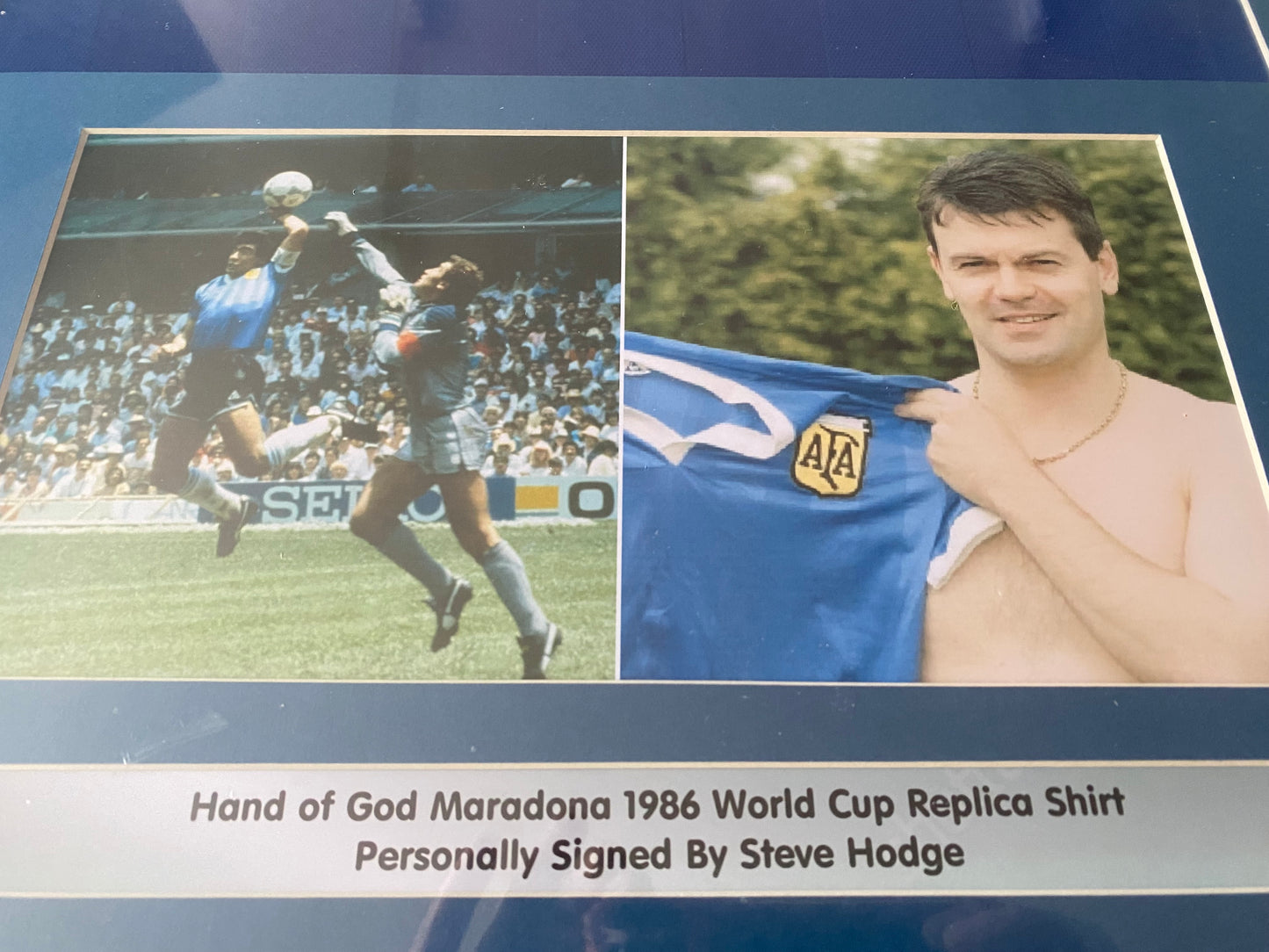 Argentina 1986 Maradona Replica shirt personally signed by Steve Hodge