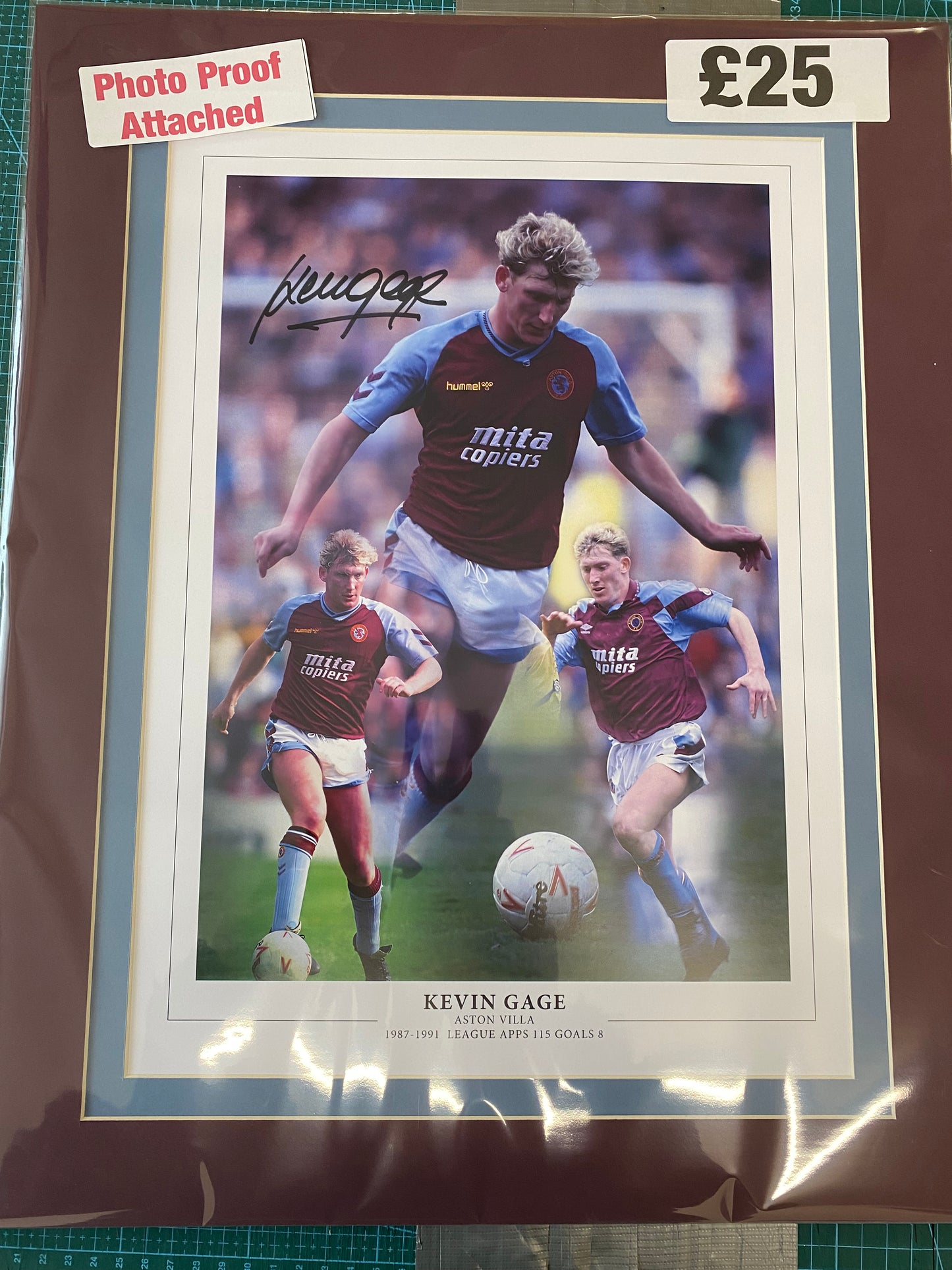 Aston Villa Kevin Gage personally signed limited edition print