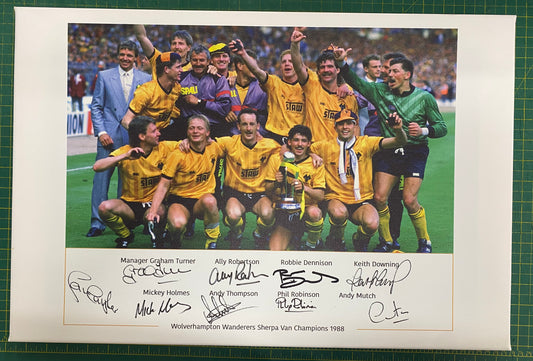 Wolverhampton Wanderers 1988 Sherpa Van Canvass personally signed by 9 A2