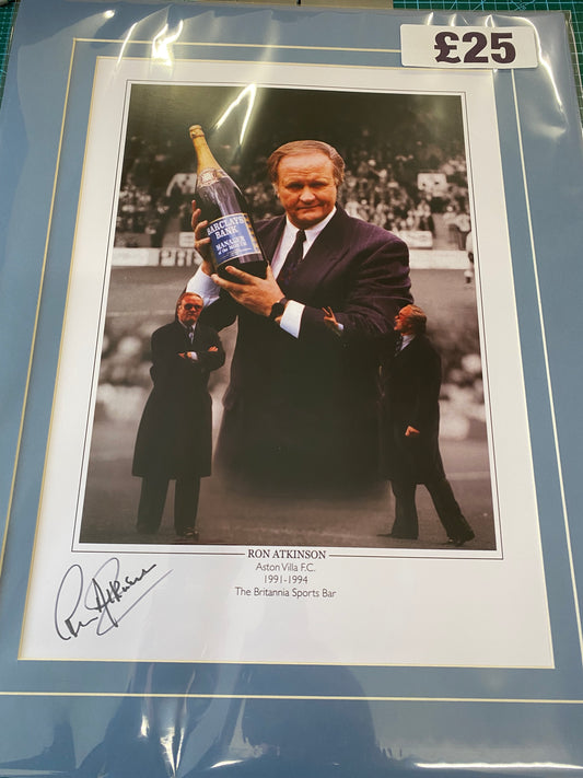 Aston Villa Manager Ron Atkinson personally signed limited edition print