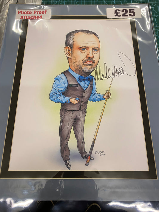 Snooker Mark Williams 2024 caricature personally signed.